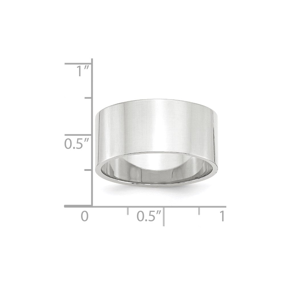 10k White Gold 10mm Lightweight Flat Wedding Band