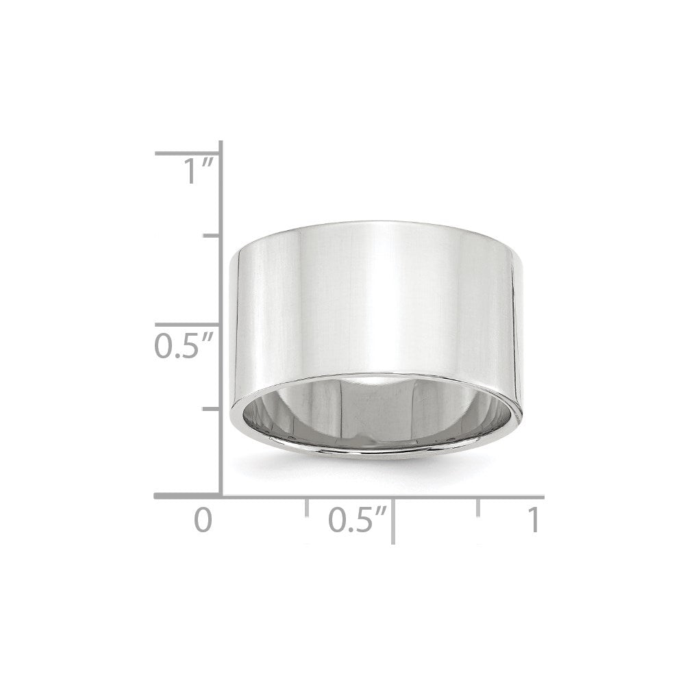 10k White Gold 12mm Lightweight Flat Wedding Band