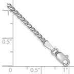 14K White Gold 1.9mm Flat Wheat with Lobster Clasp Bracelet