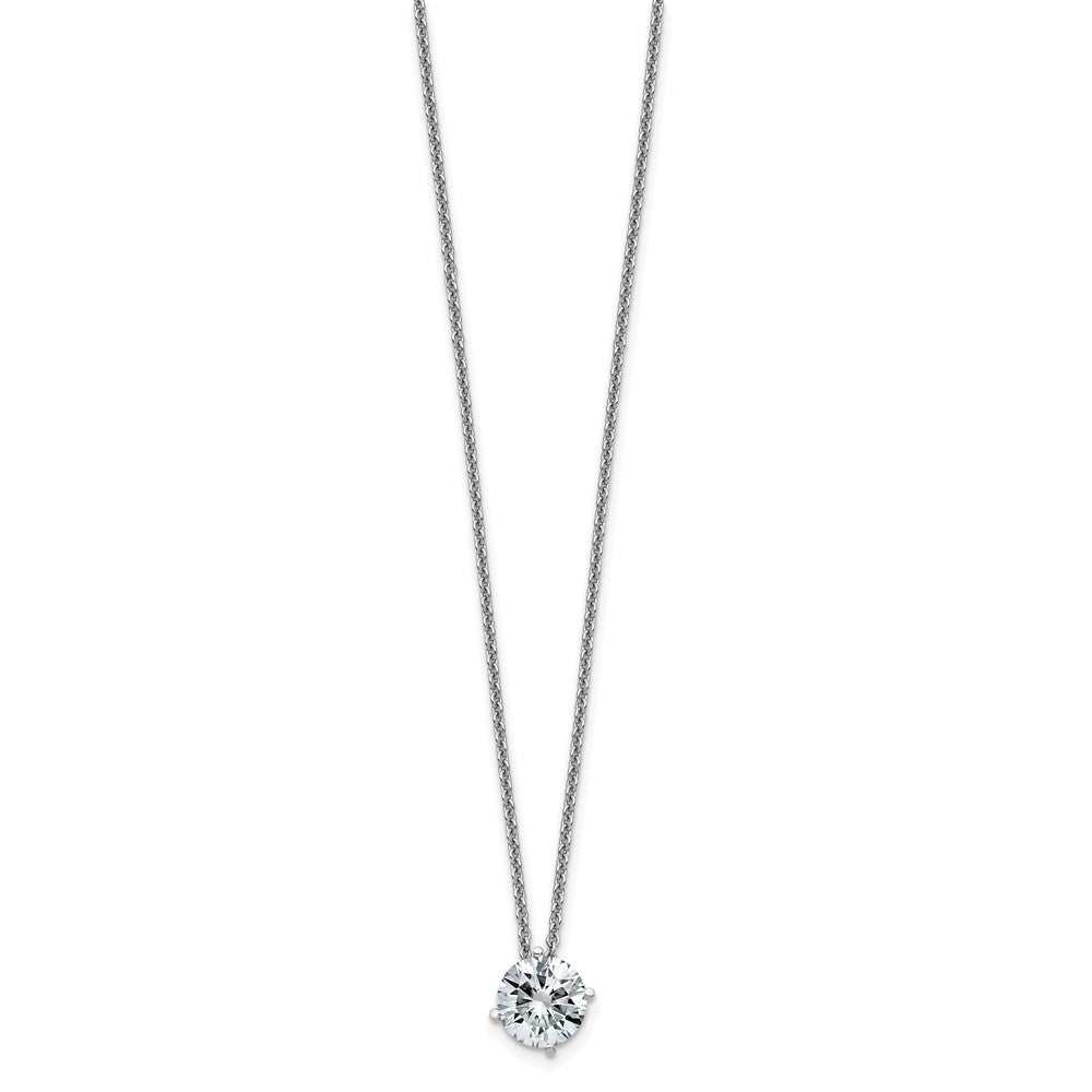 14kw 1ct. 6.5mm Round D E F Pure Light Moissanite Solitaire Necklace