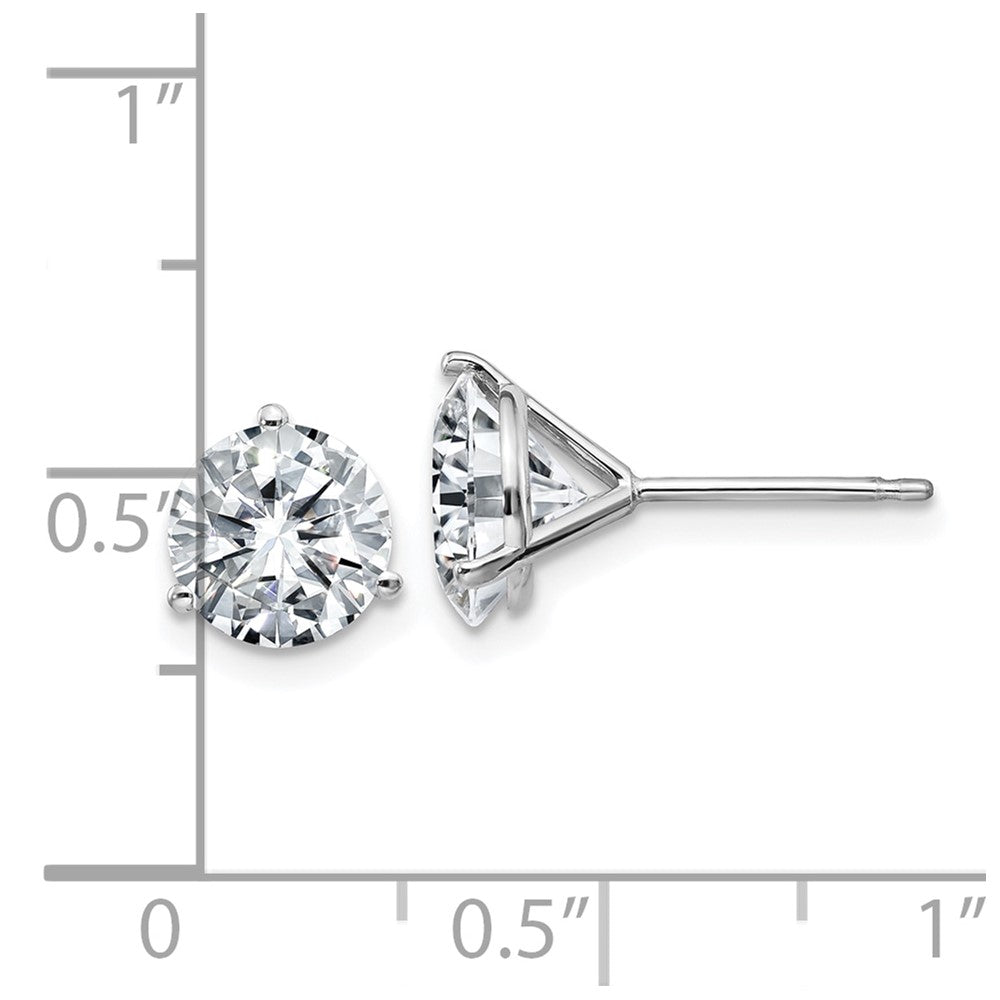 14k White Gold 2.50ct. 7.0mm Round D E F Pure Light Moissanite Earrings