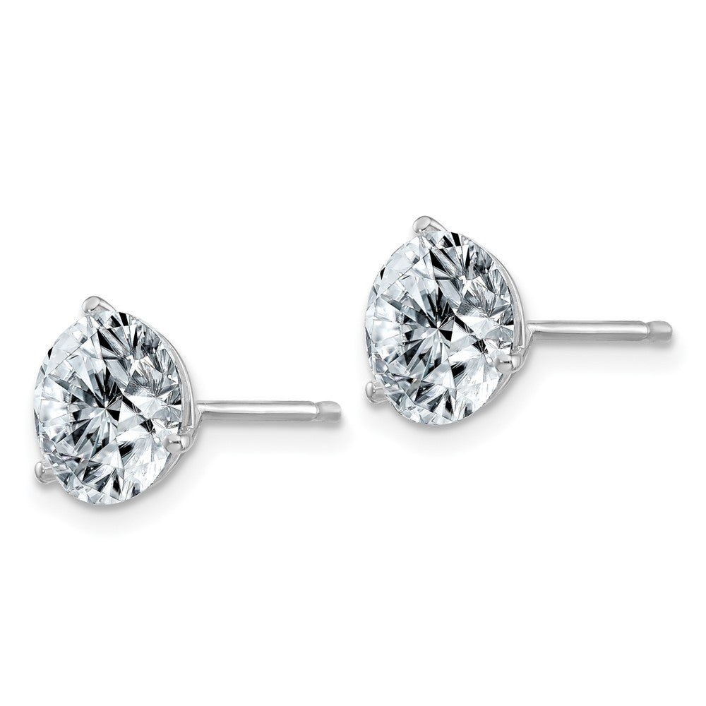14k White Gold 3ct. 7.5mm Round D E F Pure Light Moissanite Earrings