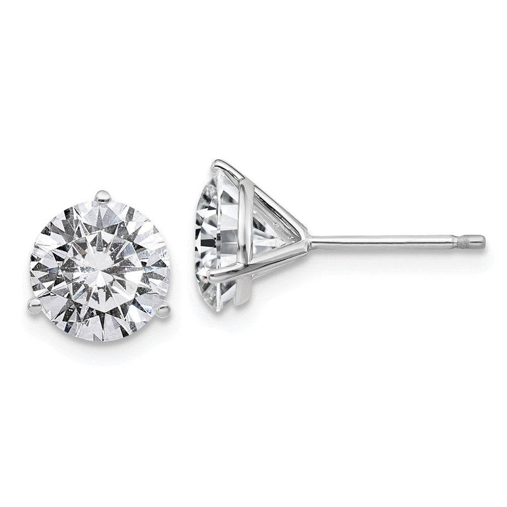 14k White Gold 3ct. 7.5mm Round G H I True Light Moissanite Earrings