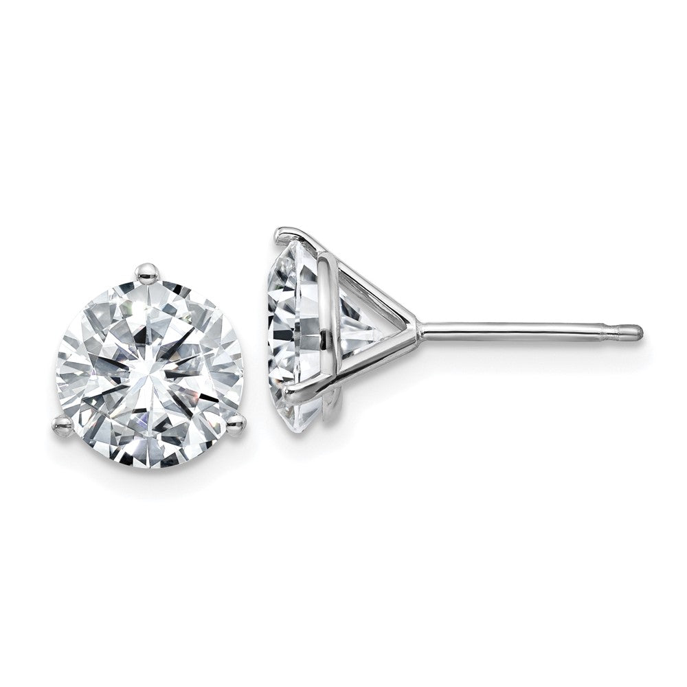 14k White Gold 4ct. 8.0mm Round G H I True Light Moissanite Earrings