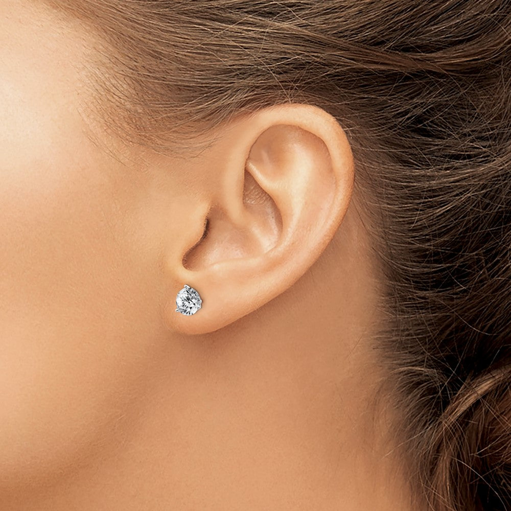 14k White Gold 2ct. 6.5mm Round G H I True Light Moissanite Earrings