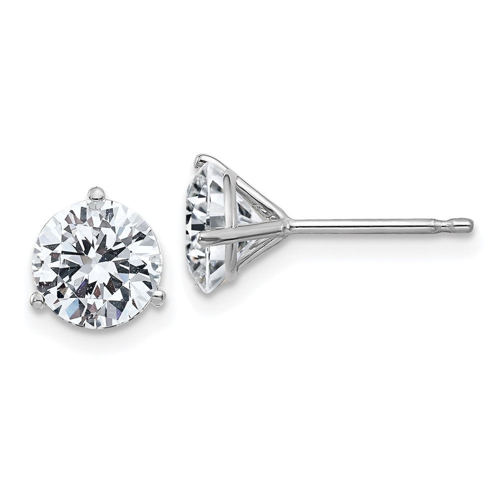 14k White Gold 2ct. 6.5mm Round D E F Pure Light Moissanite Earrings