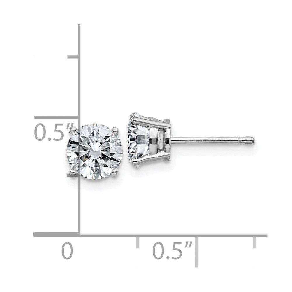 14k White Gold 1.75ct. 6.0mm Round D E F Pure Light Moissanite Earrings
