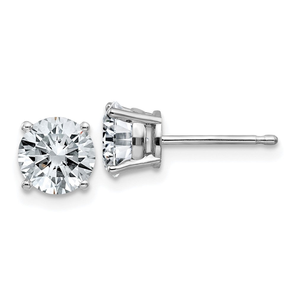 14k White Gold 1.75ct. 6.0mm Round D E F Pure Light Moissanite Earrings