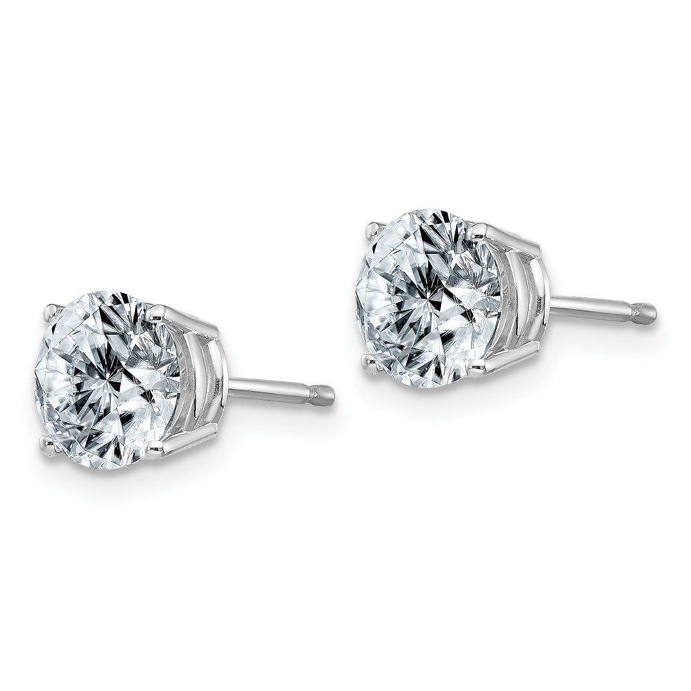 14k White Gold 2ct. 6.5mm Round G H I True Light Moissanite Earrings