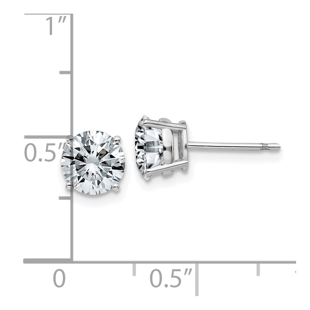 14k White Gold 2ct. 6.5mm Round G H I True Light Moissanite Earrings