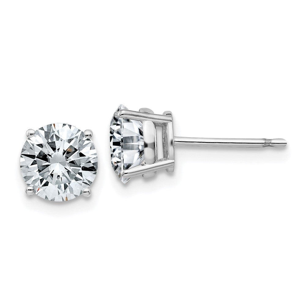 14k White Gold 2ct. 6.5mm Round G H I True Light Moissanite Earrings