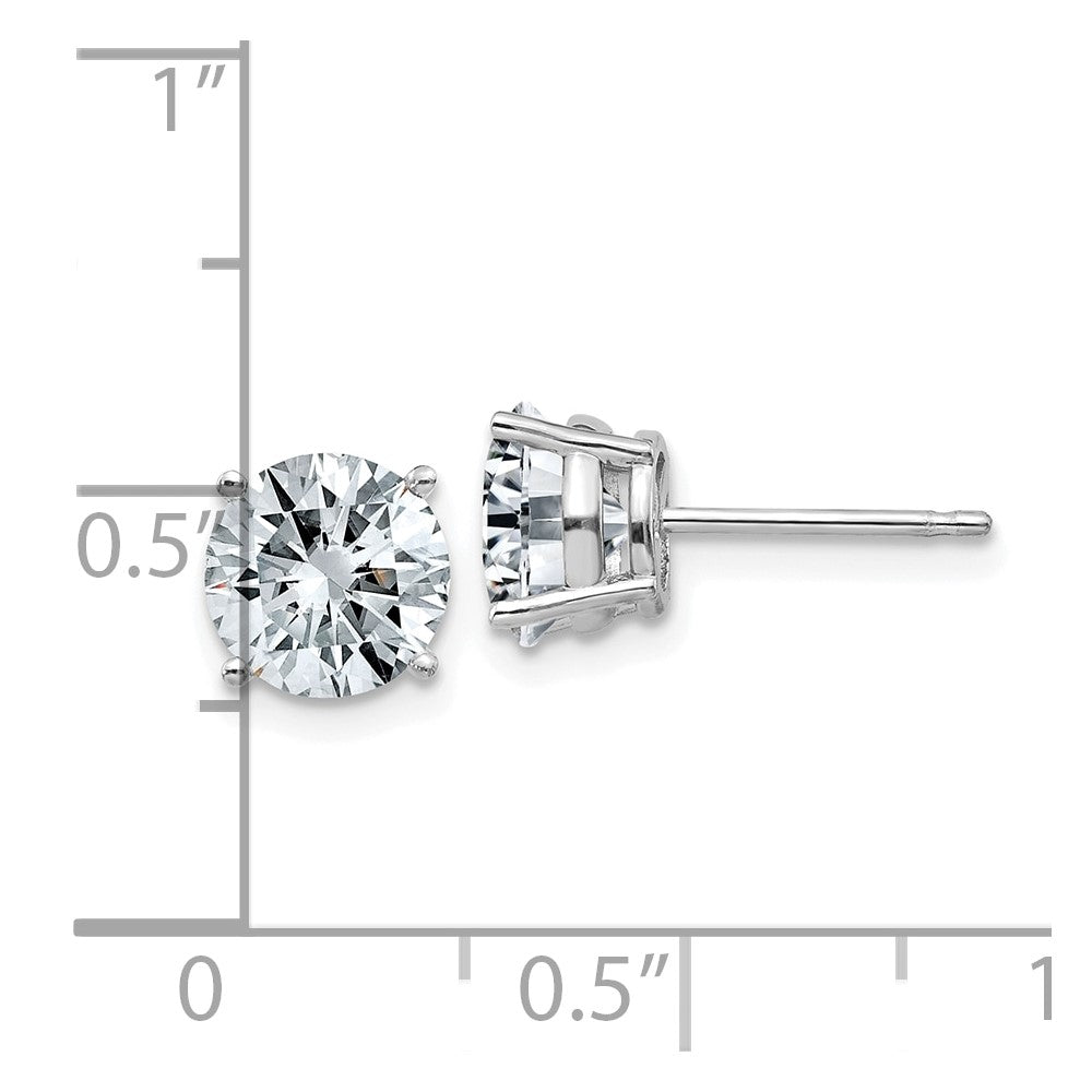 14k White Gold 2.50ct. 7.0mm Round D E F Pure Light Moissanite Earrings
