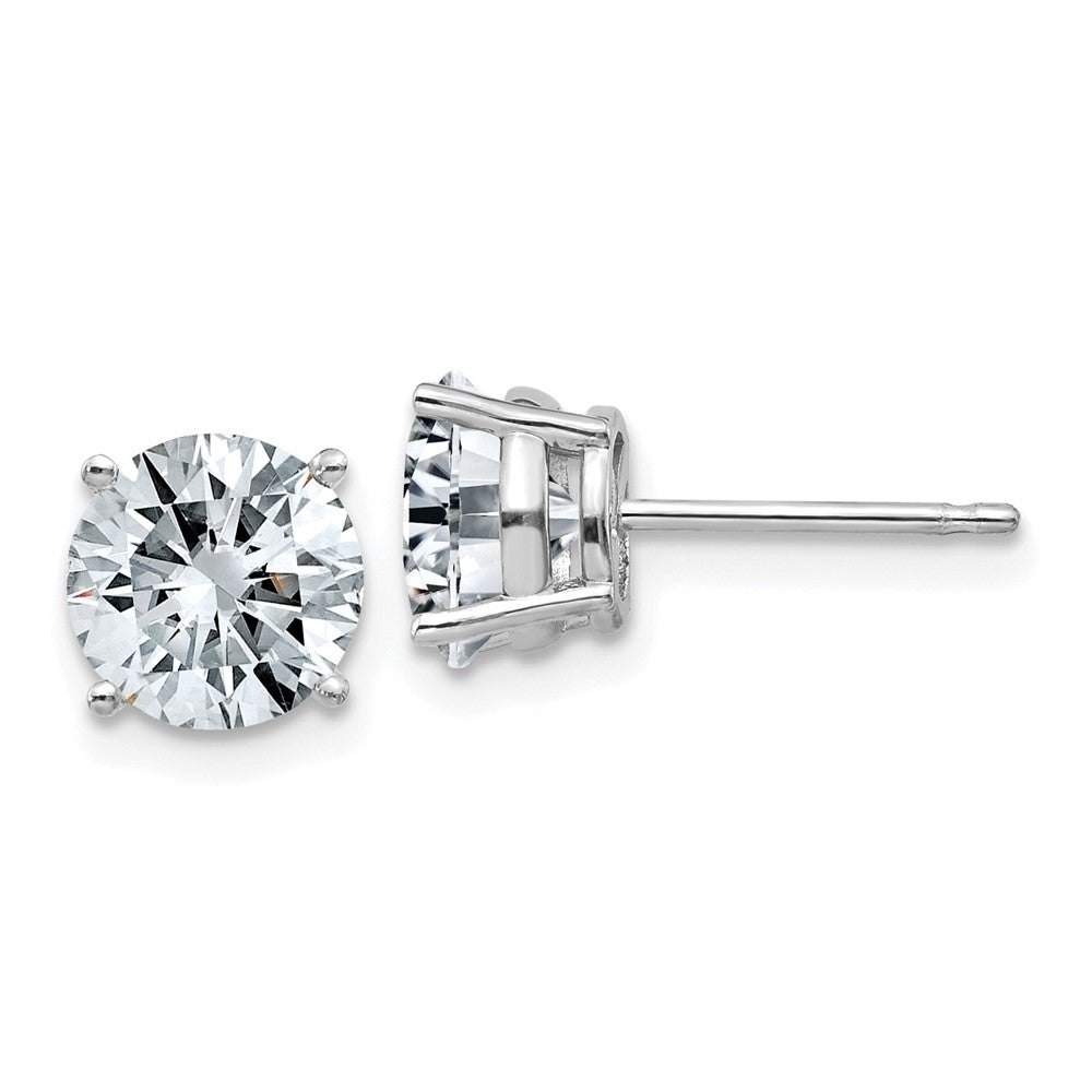 14k White Gold 2.50ct. 7.0mm Round D E F Pure Light Moissanite Earrings