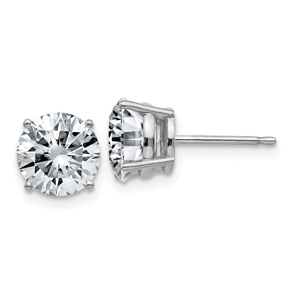 14k White Gold 3ct. 7.5mm Round D E F Pure Light Moissanite Earrings