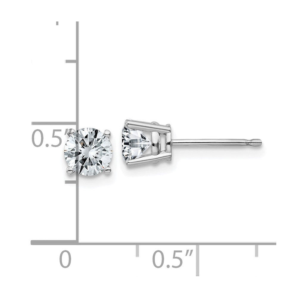 14k White Gold 1ct. 5.0mm Round J-K Color Moissanite Earrings