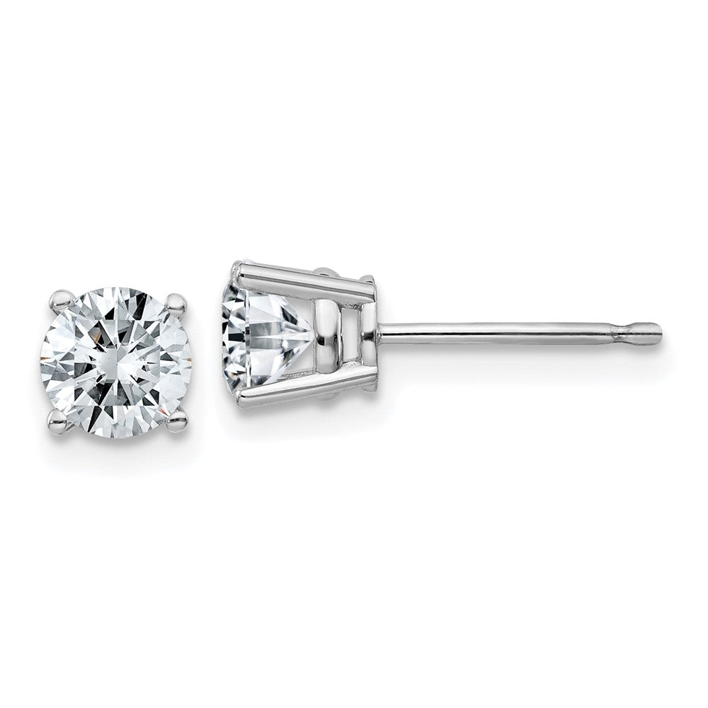 14k White Gold 1ct. 5.0mm Round G H I True Light Moissanite Earrings
