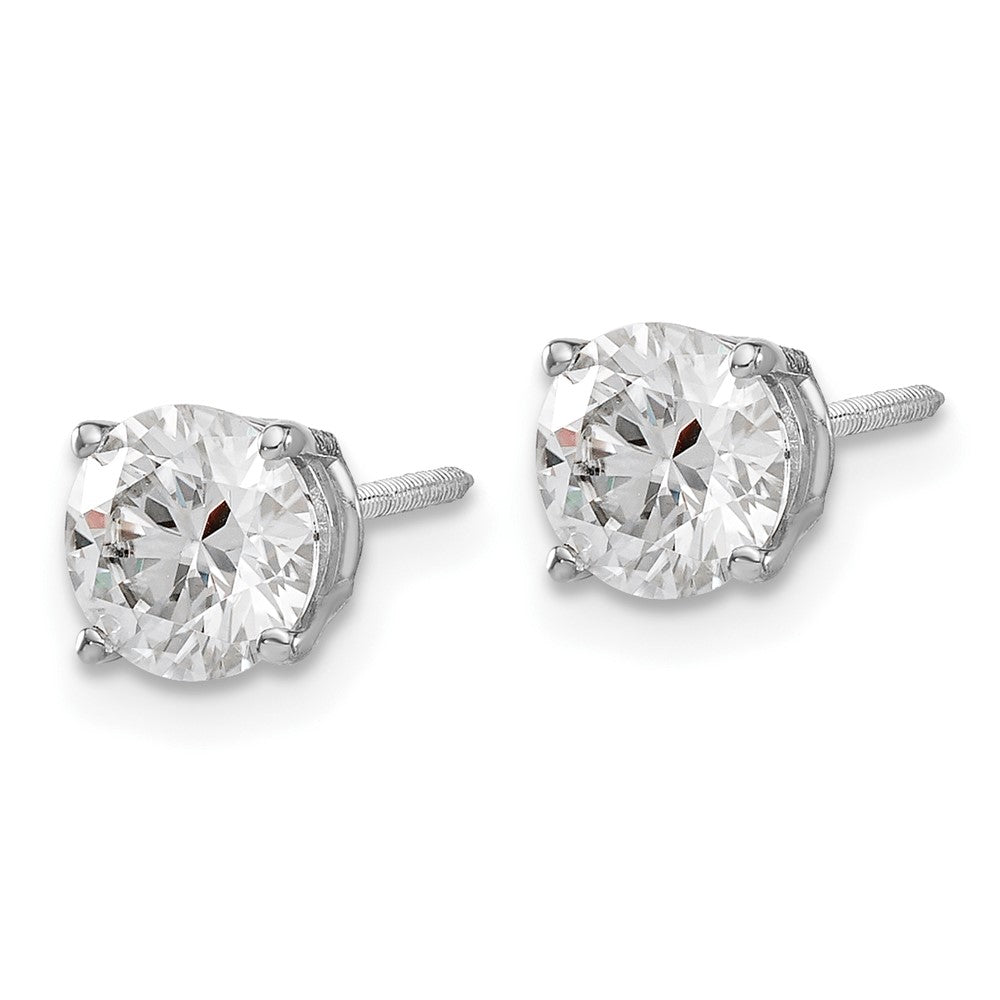 14kw 1.75ct. 6.0mm Round G H I True Light Moissanite Screwback Earrings