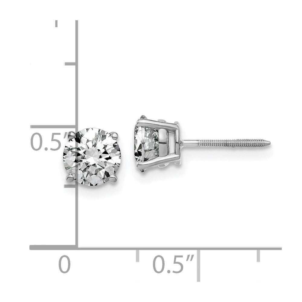14kw 1.75ct. 6.0mm Round G H I True Light Moissanite Screwback Earrings