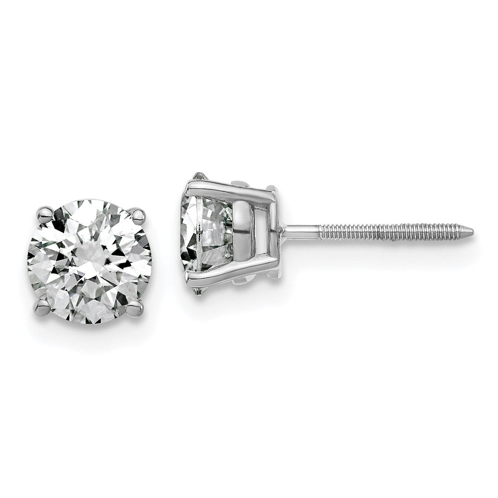 14kw 1.75ct. 6.0mm Round G H I True Light Moissanite Screwback Earrings