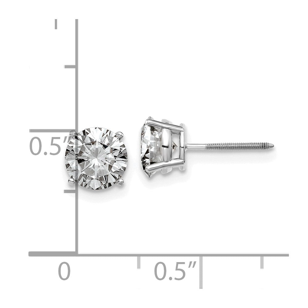 14kw 2ct. 6.5mm Round G H I True Light Moissanite Screwback Earrings