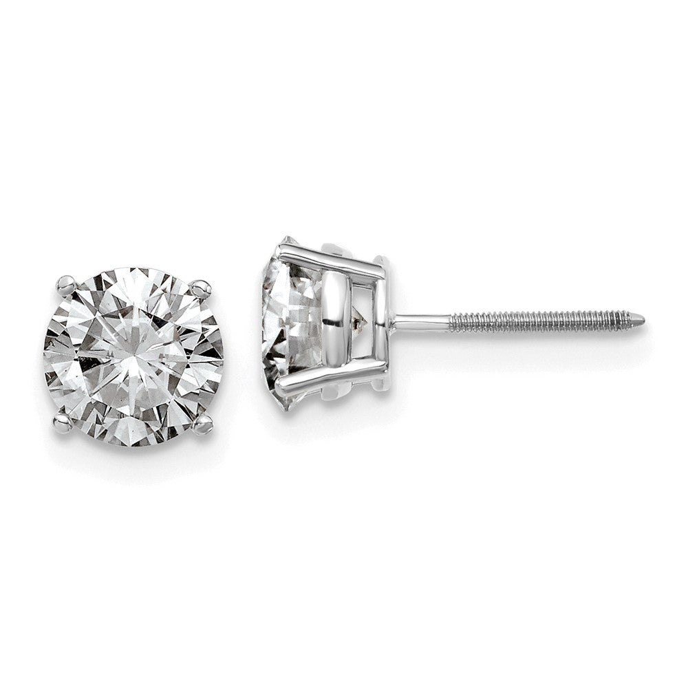 14kw 2ct. 6.5mm Round G H I True Light Moissanite Screwback Earrings