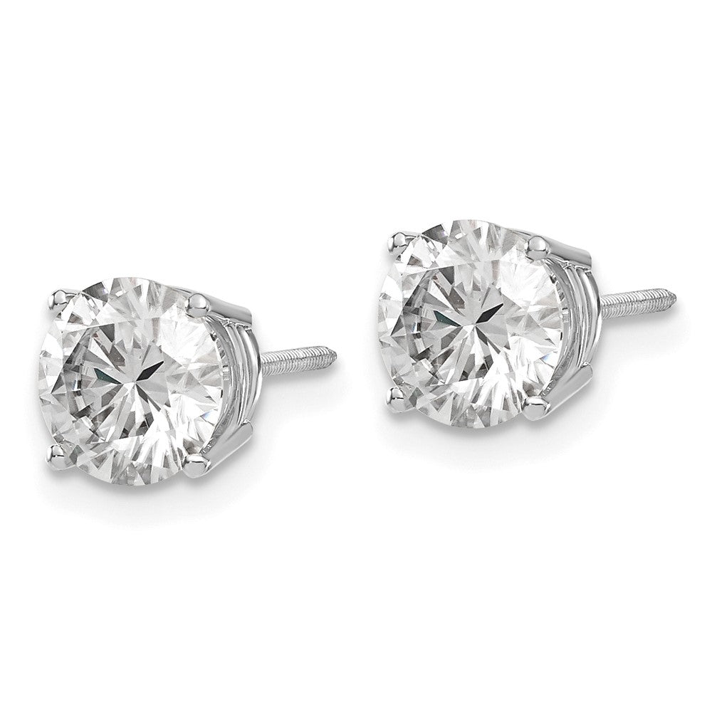 14kw 2.50ct. 7.0mm Round G H I True Light Moissanite Screwback Earrings