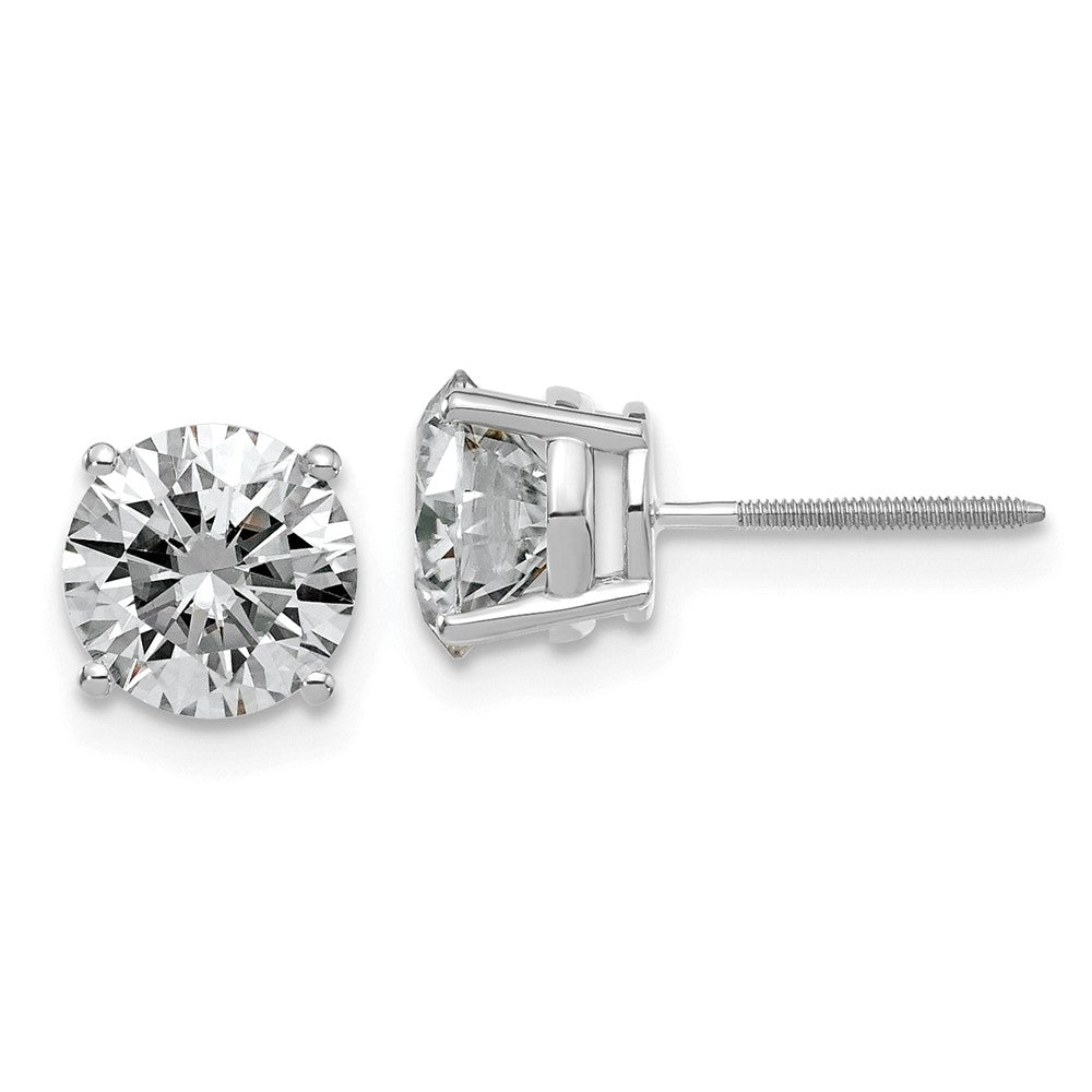 14kw 2.50ct. 7.0mm Round G H I True Light Moissanite Screwback Earrings