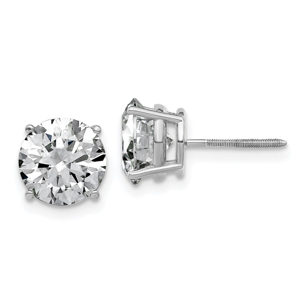 14kw 4ct. 8.0mm Round G H I True Light Moissanite Screwback Earrings