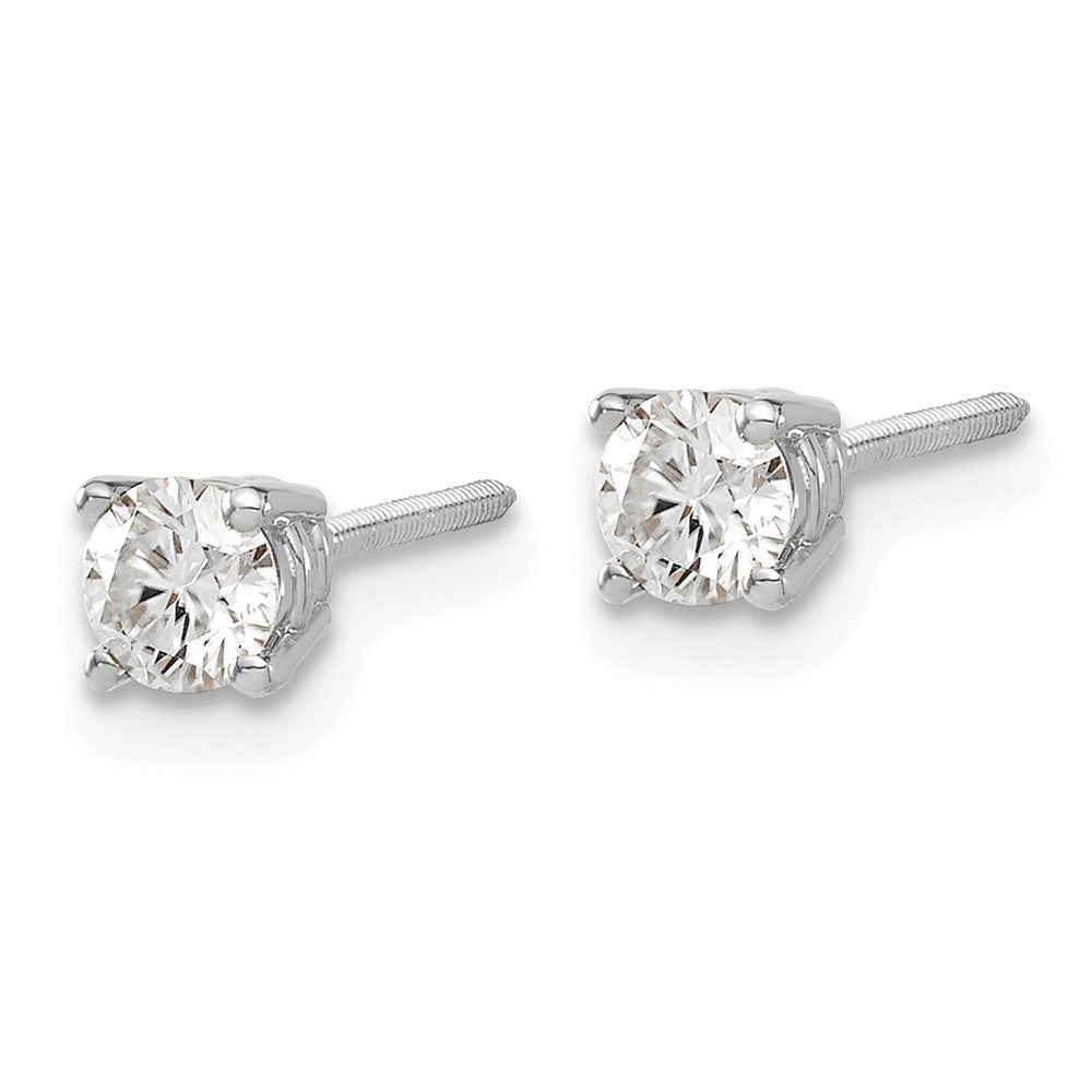14kw 1/2ct. 4.0mm Round G H I True Light Moissanite Screwback Earrings