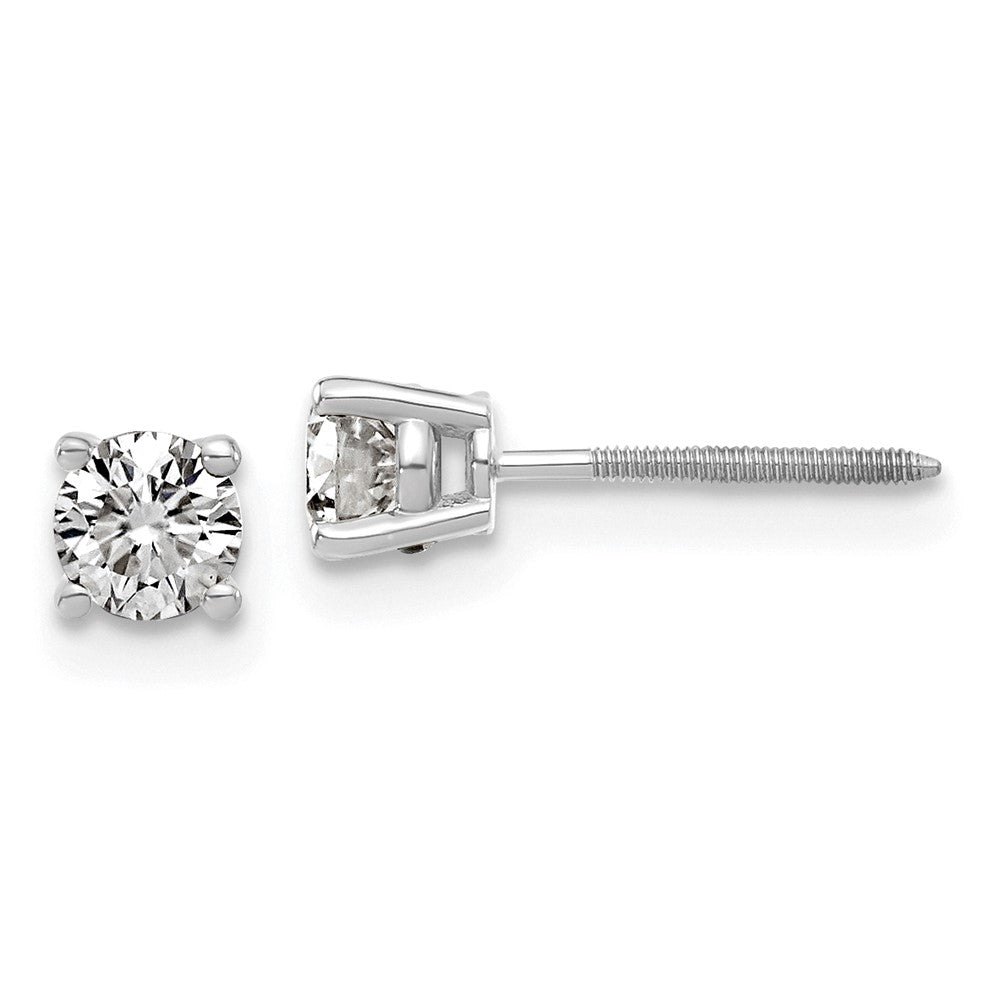 14kw 1/2ct. 4.0mm Round G H I True Light Moissanite Screwback Earrings