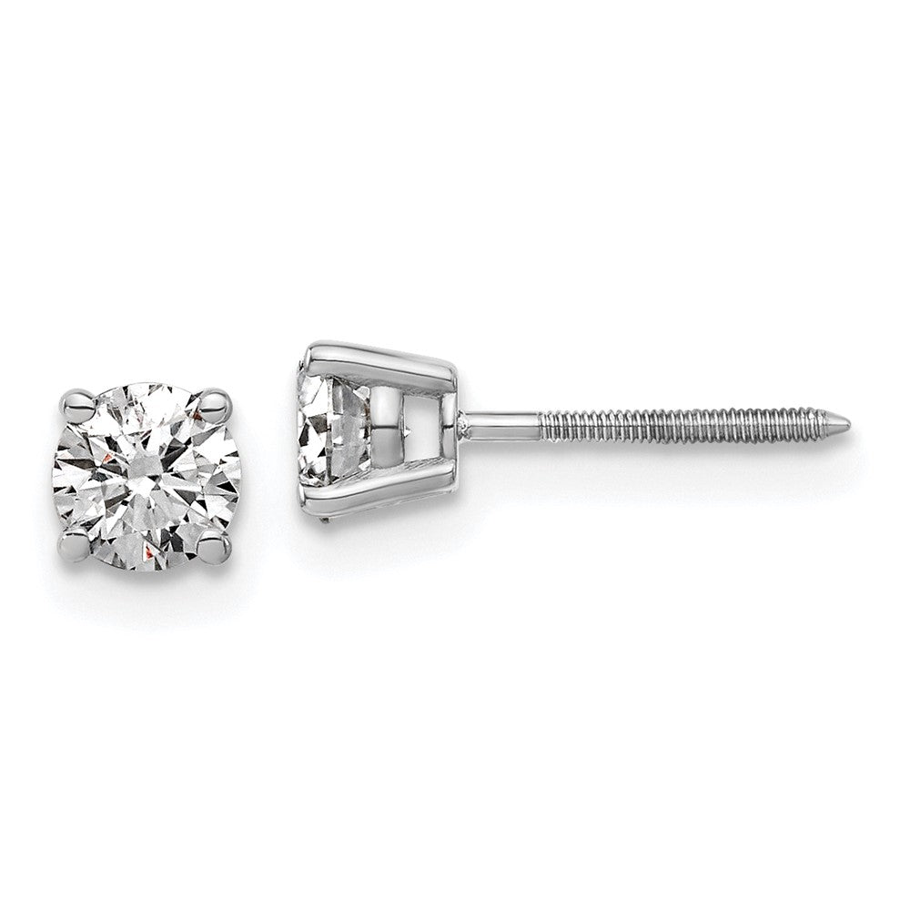 14kw 3/4ct. 4.5mm Round G H I True Light Moissanite Screwback Earrings