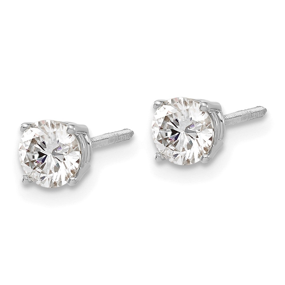 14kw 1ct. 5.0mm Round G H I True Light Moissanite Screwback Earrings