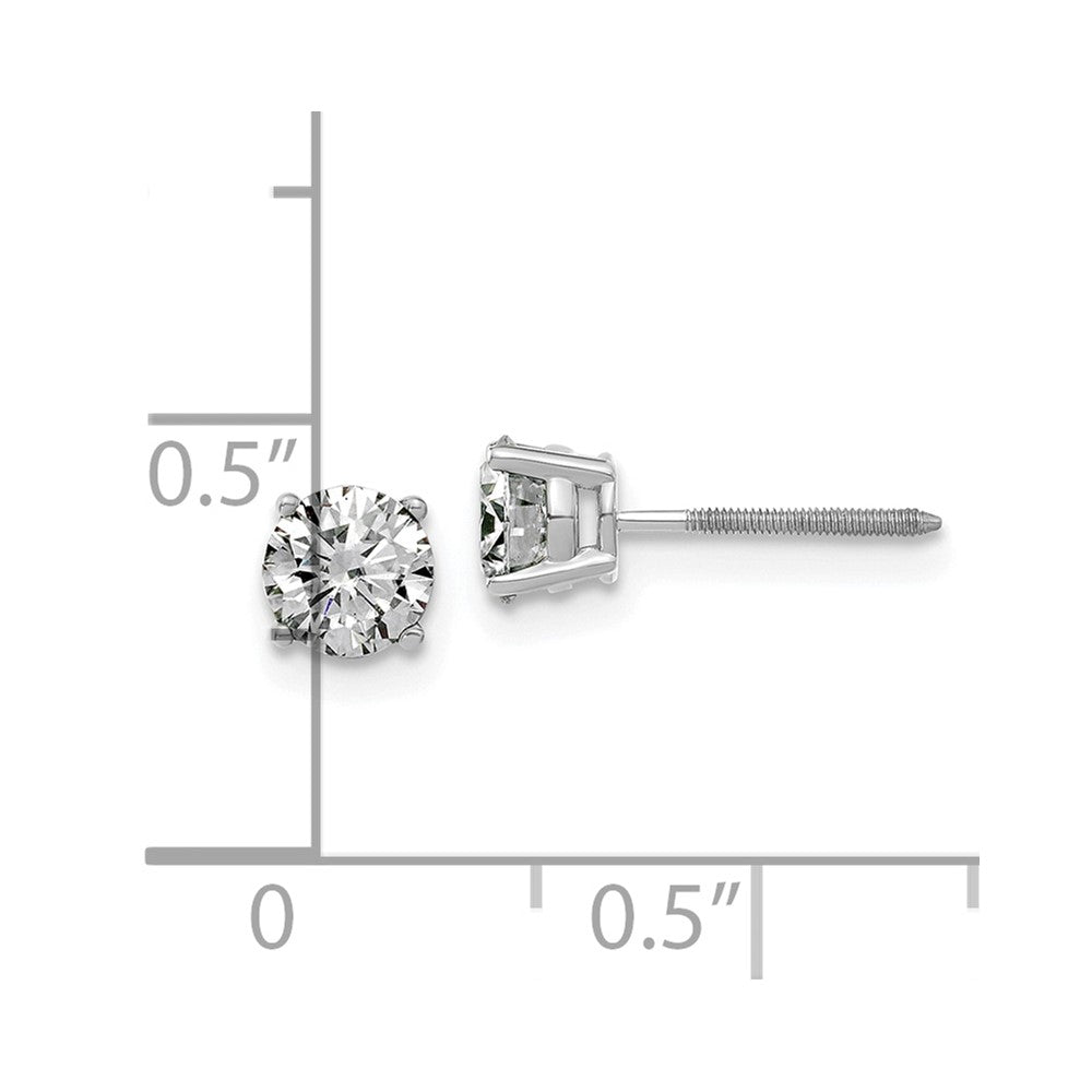 14kw 1ct. 5.0mm Round G H I True Light Moissanite Screwback Earrings