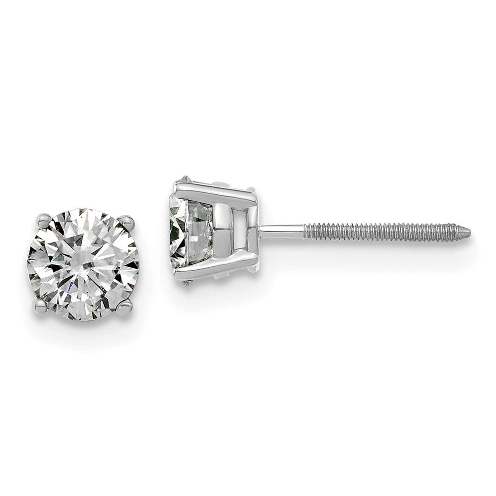 14kw 1ct. 5.0mm Round G H I True Light Moissanite Screwback Earrings