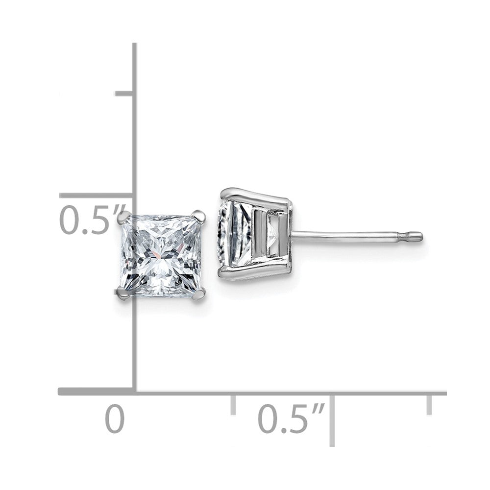14kw 1.50ct. 5.0mm Princess G H I True Light Moissanite Earrings