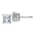 14kw 1.50ct. 5.0mm Princess D E F Pure Light Moissanite Earrings