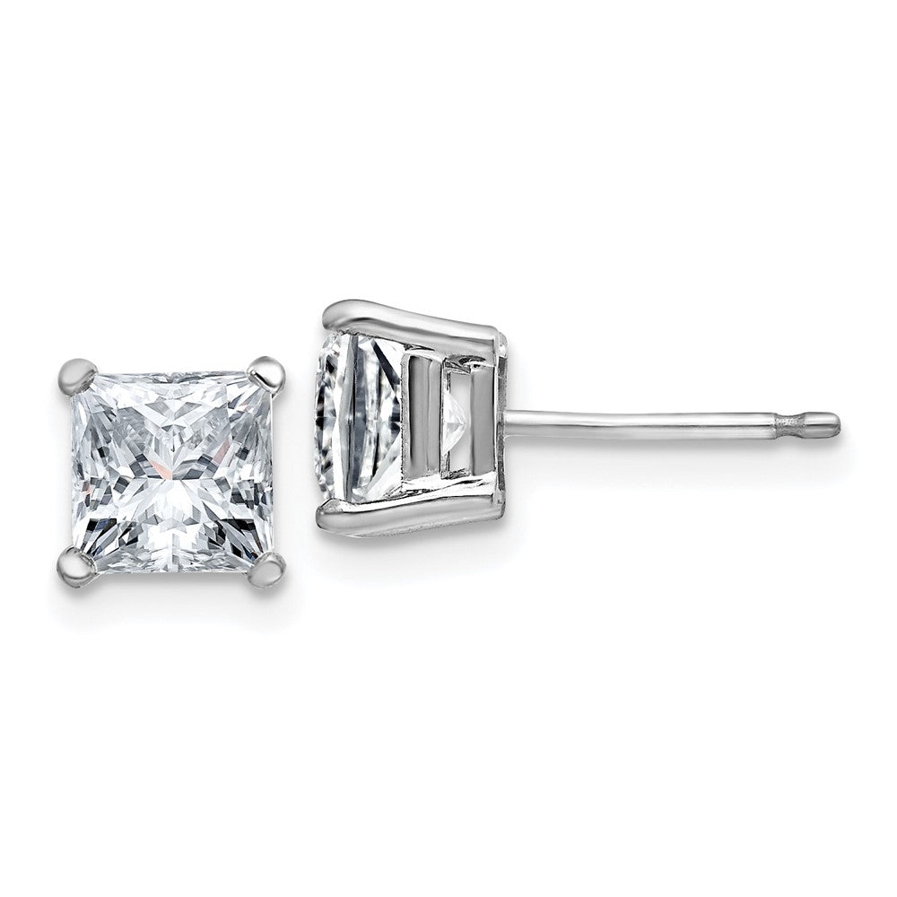 14k White Gold 2ct. 5.5mm Princess G H I True Light Moissanite Earrings