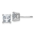 14k White Gold 2ct. 5.5mm Princess G H I True Light Moissanite Earrings