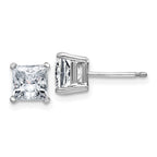 14k White Gold 2ct. 5.5mm Princess D E F Pure Light Moissanite Earrings
