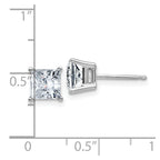 14kw 2.50ct. 6.0mm Princess D E F Pure Light Moissanite Earrings