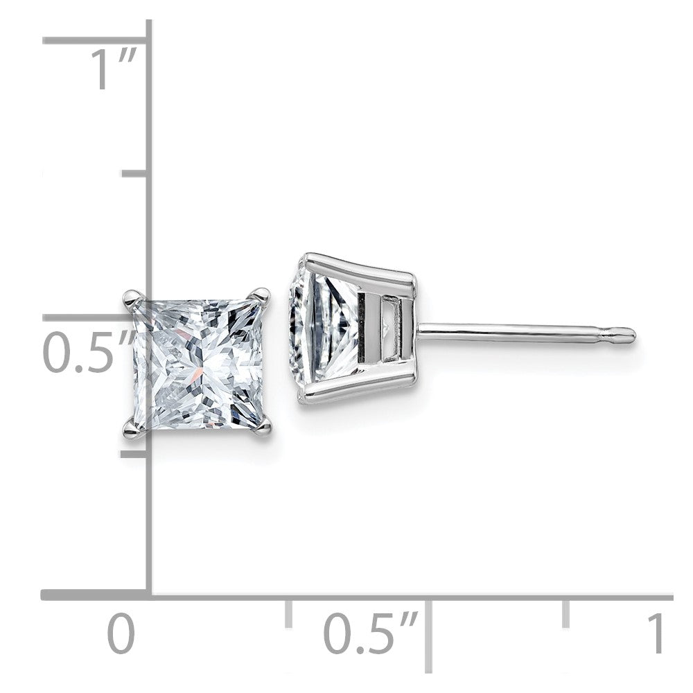 14kw 2.50ct. 6.0mm Princess D E F Pure Light Moissanite Earrings