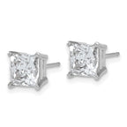 14k White Gold 3ct. 6.5mm Princess D E F Pure Light Moissanite Earrings