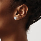 14k White Gold 3ct. 6.5mm Princess D E F Pure Light Moissanite Earrings