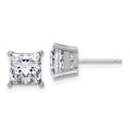 14k White Gold 3ct. 6.5mm Princess D E F Pure Light Moissanite Earrings