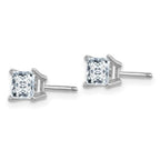 14k White Gold 3/4ct. 4.0mm Princess G H I True Light Moissanite Earrings