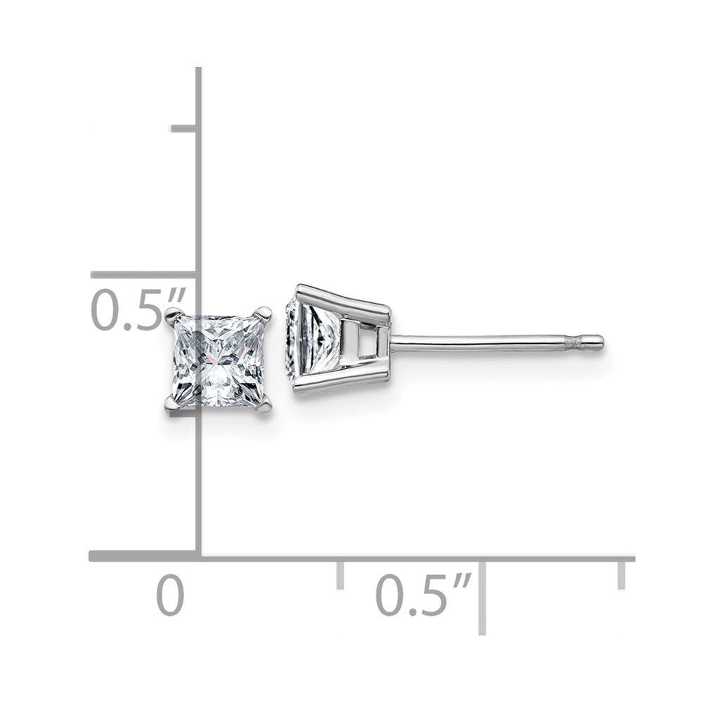 14k White Gold 3/4ct. 4.0mm Princess G H I True Light Moissanite Earrings