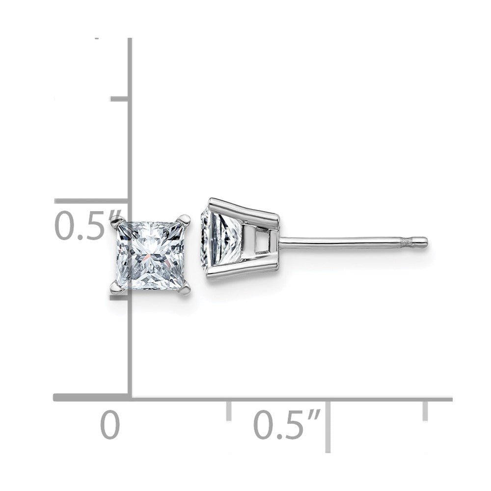 14k White Gold 1ct. 4.5mm Princess G H I True Light Moissanite Earrings