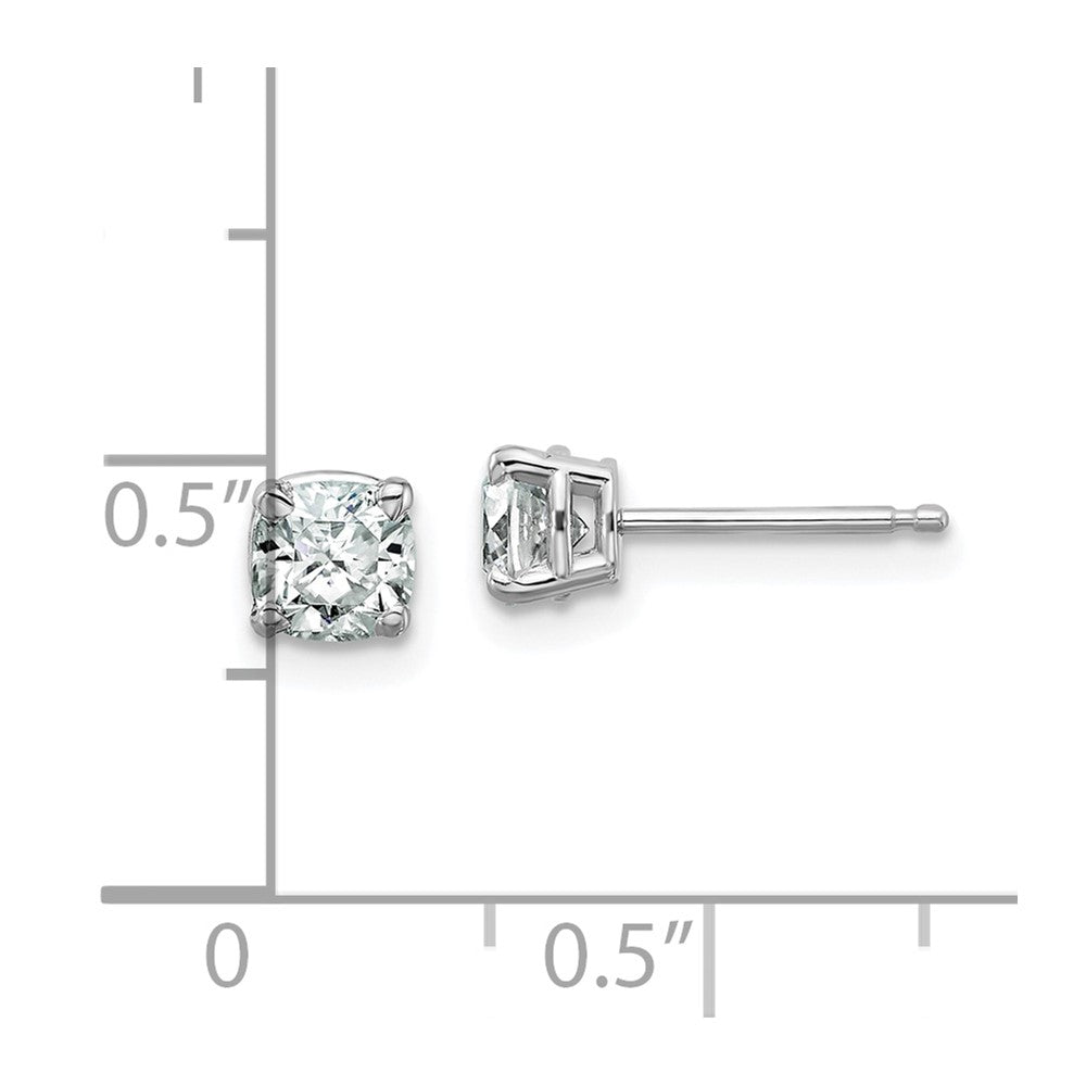 14k White Gold 3/4ct. 4.5mm Cushion G H I True Light Moissanite Earrings