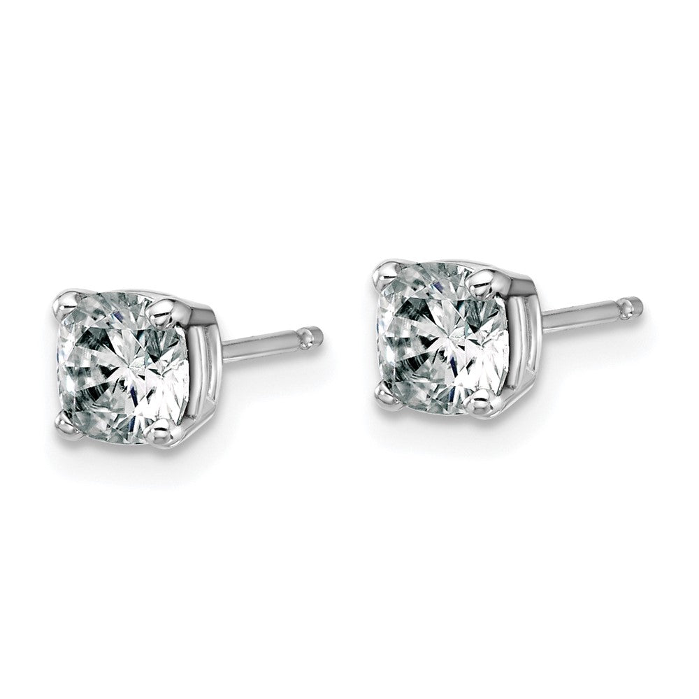 14k White Gold 1ct. 5.0mm Cushion D E F Pure Light Moissanite Earrings
