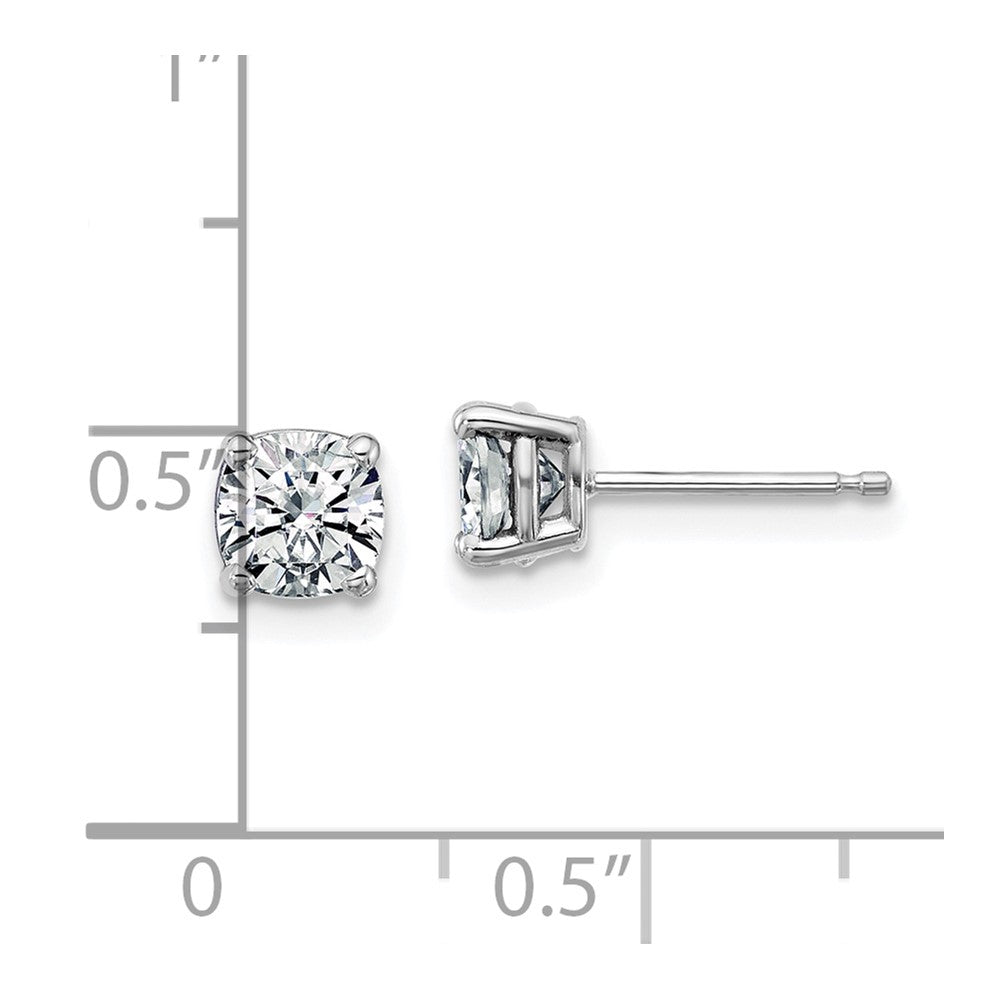14k White Gold 1ct. 5.0mm Cushion G H I True Light Moissanite Earrings
